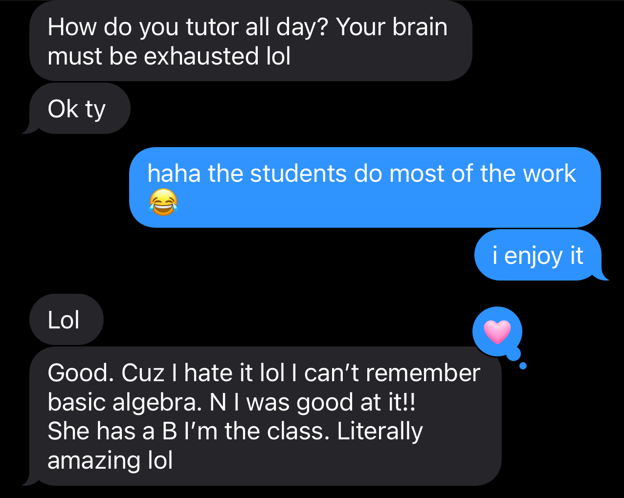 Parent text: 'How do you tutor all day? ...'
